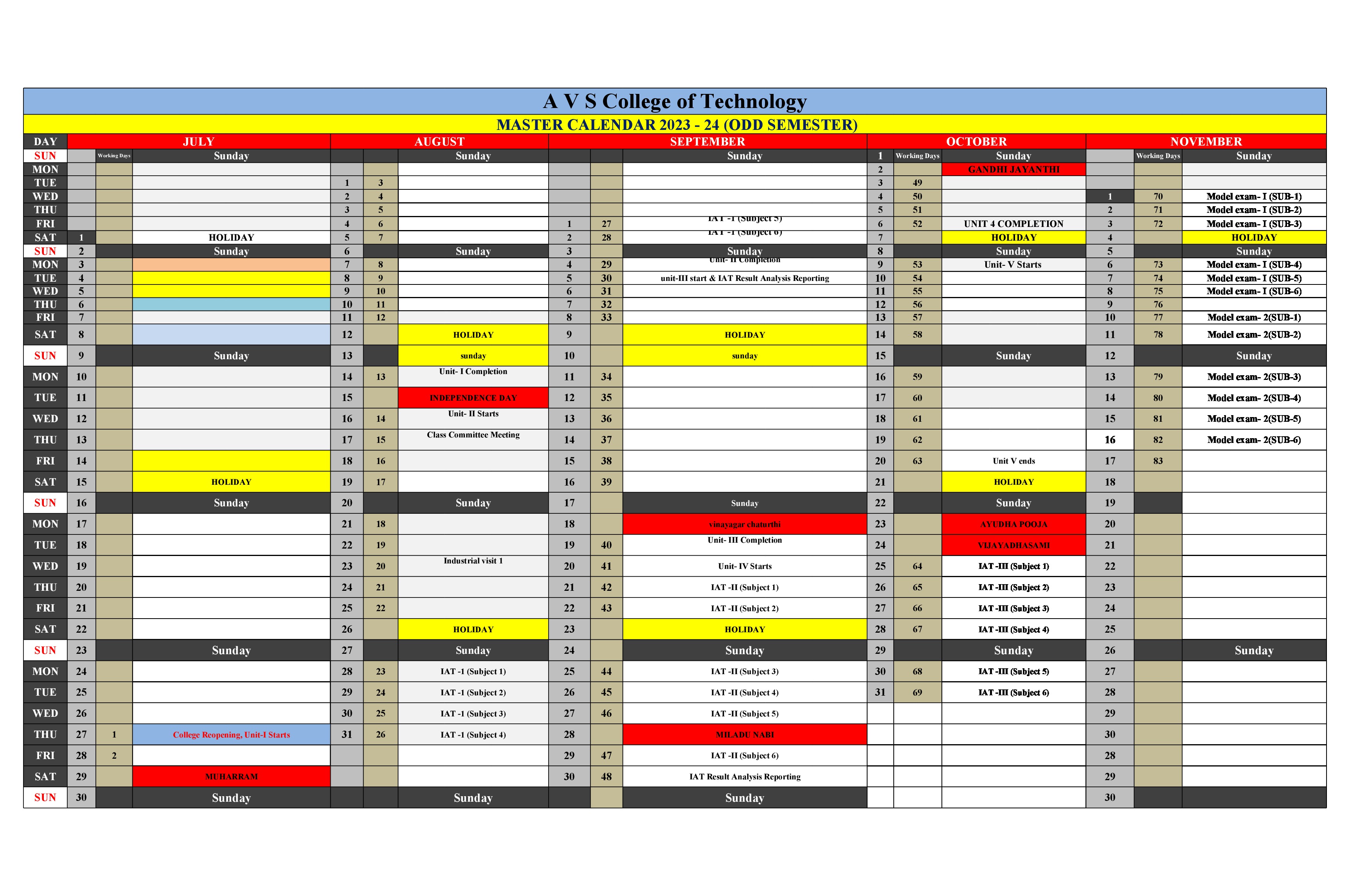 Academic Schedule